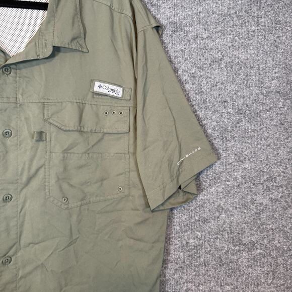 Columbia PFG Shirt Mens 2XL XXL Green Vented Fishing Short Sleeve Button Up - Picture 4 of 9